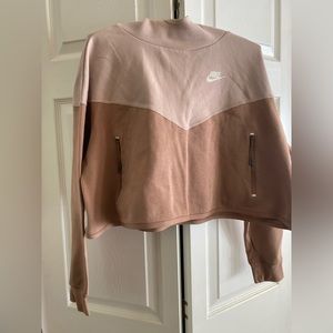 Nike Two Tone Brown Cropped Hooded Sweatshirt S